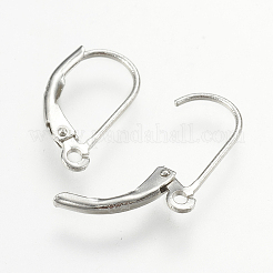925スターリングシルバーフープピアス  フレンチフックピアス  プラチナ  15x8.5x1.5mm  穴：1mm  ピン：1mm&nbsp;STER-K037-021B