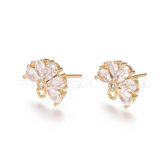 Accessoires de clous d'oreilles en laiton avec zircone cubique&nbsp;LS-EJEW-E257-05G