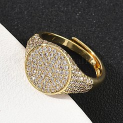 Manschettenringe aus Messing mit Mikropavé-Zirkonia für Damen&nbsp;RJEW-A069-13G-03