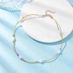 Ожерелья из круглых бусин с натуральным аметистом NJEW-JN05534