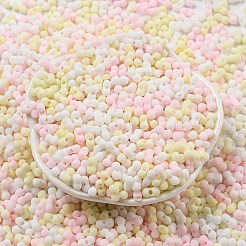 マカロンカラー不透明フロストガラスシードビーズ  ピーナッツ  カラフル  6x3x3mm  穴：1.2mm  約4000個/ポンド&nbsp;SEED-K009-12B-13