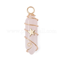 2 шт. 2 стиля подвески из натурального розового кварца с двойными концами и острыми концами&nbsp;PALLOY-JF03122-03