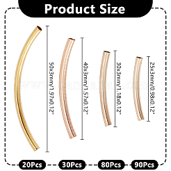 220 шт. 4 стиля латунные гладкие изогнутые трубчатые бусины KK-AR0004-49