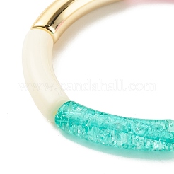 Braccialetto elastico con perline in tubo curvo acrilico&nbsp;BJEW-JB07951
