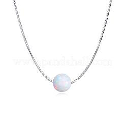 925 колье с круглым кулоном из стерлингового серебра и синтетического опала для женщин&nbsp;FS-WG9EE48-01