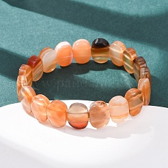 Bracelets extensibles en perles facettées d'agate rubanée naturelle teintée et chauffée pour femmes&nbsp;BJEW-K251-07I