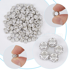 Handgefertigte Polymer Clay Strass europäische Großlochperlen mit versilberten Messingkernen&nbsp;FPDL-PA0001-02A