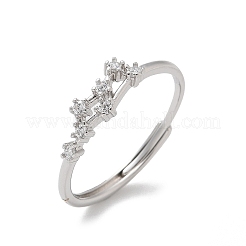 Costellazioni rodiato placcato 925 sterling silver micro pavé zirconia cubica trasparente anelli regolabili per le donne&nbsp;RJEW-P130-01P-E