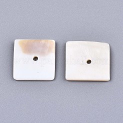 天然淡水シェルビーズ  正方形  貝殻色  15~16x15~16x2mm  穴：1.6mm&nbsp;SHEL-S276-109B-01