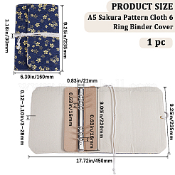 Funda para carpeta de 6 anillas de tela con patrón de sakura a6&nbsp;DIY-WH0430-376A