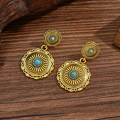 亜鉛合金とアクリル製のスタッドピアス  花  アンティーク黄金  50x30mm&nbsp;WG70D1A-01