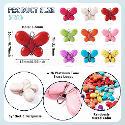 35 шт. синтетические бирюзовые подвески-бабочки&nbsp;PALLOY-TAC0120