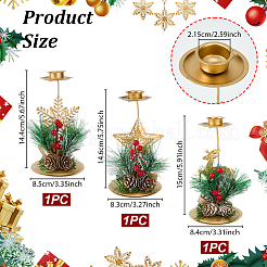 3 шт. 3 стиля рождественской тематики железный и пластиковый подсвечник&nbsp;AJEW-OC0014-47