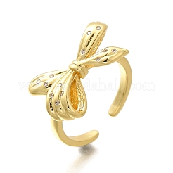 Кольца-манжеты для пальцев с покрытием из латуни с микропаве из прозрачного кубического циркония для женщин RJEW-M028-31G-02