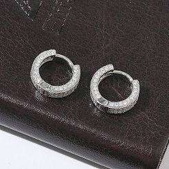 Damen-Creolen mit Mikropavé aus Messing mit Zirkonia&nbsp;EJEW-A167-19P-02