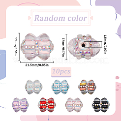 10 шт. прямоугольные бусины из полимерной глины с паве из стразов и сердцем из смолы CLAY-SC0002-13