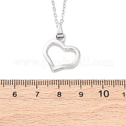 Ожерелья с подвеской в виде полого сердца из нержавеющей стали 304 NJEW-H059-16P