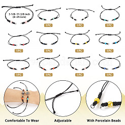 11 Stück 11 Farben schwarz gewachste Polyester geflochtene Kordel Armband machen&nbsp;AJEW-TA00029