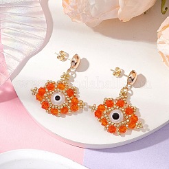 Boucles d'oreilles à tige en perles de rocaille en verre&nbsp;EJEW-MZ00270-04