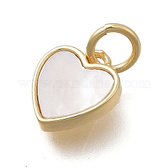 Подвески в форме сердца из латуни и натуральных ракушек&nbsp;LS-KK-D431-025B-02G