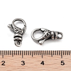 チベットスタイルの316ステンレススチール製ロブスタークロー留め金  アンティークシルバー  21.5x13x6mm  穴：2.4mm&nbsp;STAS-K276-12B-AS