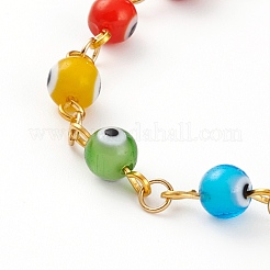 Bracelets de perles faits à la main au chalumeau mauvais œil&nbsp;BJEW-JB05854