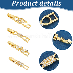 8 шт. 8 стиля застежки для часов из латуни с прозрачным кубическим цирконием KK-OC0001-45