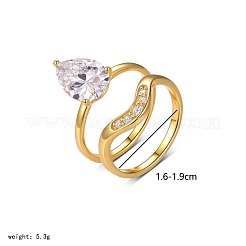 Элегантный женский набор колец S925 из серебра с каплей воды и цирконием VY9224-3