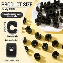 アクリルヨーロピアンビーズ  大穴ビーズ  文字C  21x17.5x13.5mm  穴：6mm&nbsp;OACR-TAC0013-14C