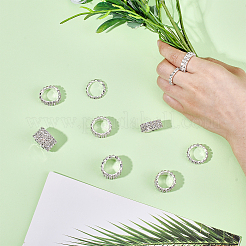 10 шт. 5 стиля регулируемых колец из сплава со стразами для женщин RJEW-ME0001-02S