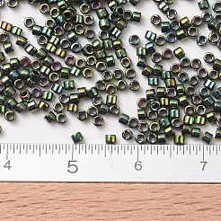 MIYUKIデリカビーズ小  シリンダー  日本製シードビーズ  15/0  （dbs0027)メタリックダークグリーンアイリス  1.1x1.3mm  穴：0.7mm  約175000個/袋  50 G /袋&nbsp;SEED-X0054-DBS0027