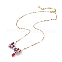 Collier pendentif en forme de nœud papillon en perles de verre&nbsp;NJEW-MZ00091-02