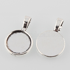 Estilo tibetano aleación plana redonda colgante cabochon ajustes&nbsp;TIBEP-M022-12AS