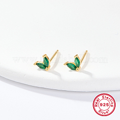 925 goldene Ohrstecker aus Sterlingsilber mit Mikropavé-Kubikzirkonia&nbsp;FJ9969-1