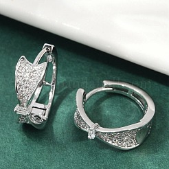Серьги-кольца из латуни с прозрачным фианитом&nbsp;EJEW-Q016-01P
