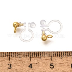 201ステンレススチールクリップオンイヤリングセッティング  プラスチック付き  ゴールドカラー  11x10.5x3mm  穴：1.6mm&nbsp;STAS-F311-14G