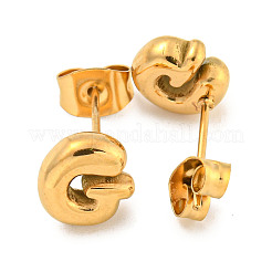 Pendientes de botón de acero inoxidable 304 con letras grandes para mujer&nbsp;LS-EJEW-G386-01G-G