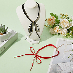 2 шт. 2-х цветные бархатные колье-чокеры с бантом для женщин NJEW-CY0001-01