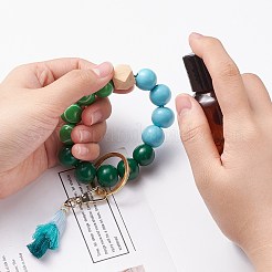 Круглые и многоугольные бусины из натурального дерева эластичные браслеты брелки KEYC-JKC00318