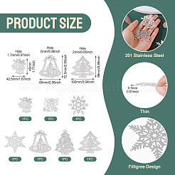 7 pièce 7 styles 201 breloques connecteurs de Noël en acier inoxydable&nbsp;STAS-TA0005-48