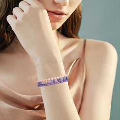 Ensemble de 12 bracelet extensible en perles de pierres précieuses naturelles et synthétiques&nbsp;BJEW-SW001603