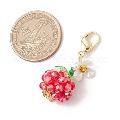 Decorazioni pendenti con perline di semi di vetro e diaspro imperiale sintetico tinto di frutta e fiori&nbsp;HJEW-MZ00307-03