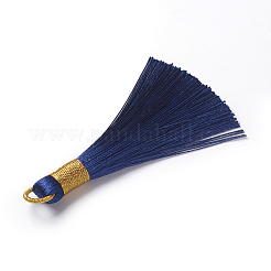 ポリエステルタッセルペンダント  ダークブルー  80~83x7~8mm  穴：5~7mm&nbsp;FIND-I009-D22