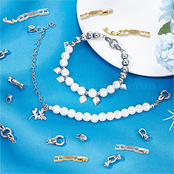 10 шт. 2-цветная застежка-бантик для часов с покрытием из латуни и прозрачным кубическим цирконием ZIRC-DC0001-10