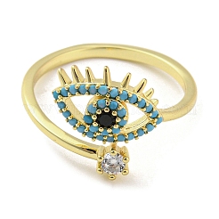 Открытые манжеты из латуни в форме глаза с микропаве и кубическим цирконием&nbsp;RJEW-Q804-02G