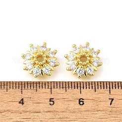 Колпачки для бусин из прозрачного кубического циркония в форме цветка из латуни KK-V008-08A-G