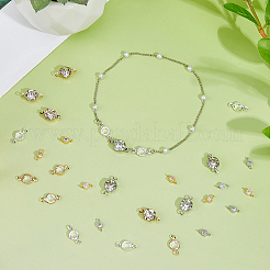 36 шт. 6 стиля звеньев из латуни с прозрачным кубическим цирконием&nbsp;KK-FH0008-12