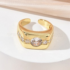 Bagues ouvertes en laiton avec micro pavé de zircones cubiques pour femmes&nbsp;RJEW-L343-06G