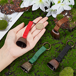 4 шт. 4-х цветные железные колокольчики в виде медведя с брелоком из тесьмы&nbsp;KEYC-NB0001-73