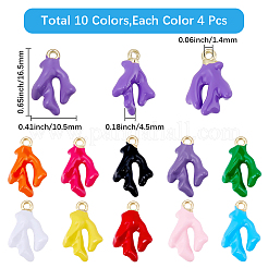 40 pz 10 colori ciondolo in lega smaltata a forma di corallo&nbsp;ENAM-SC0008-17